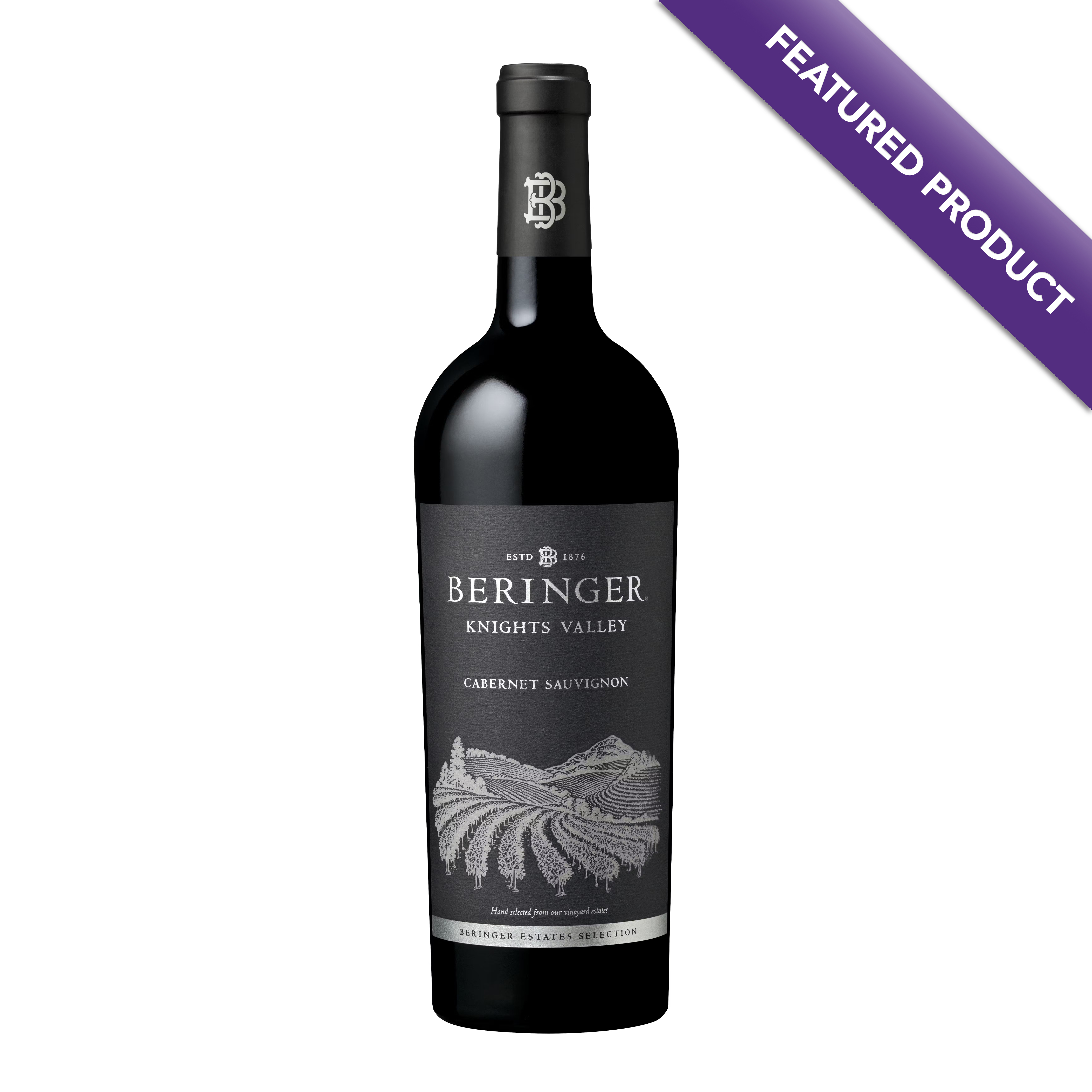 Etched Beringer Knight's Valley Cabernet Red Wine Bottle 1