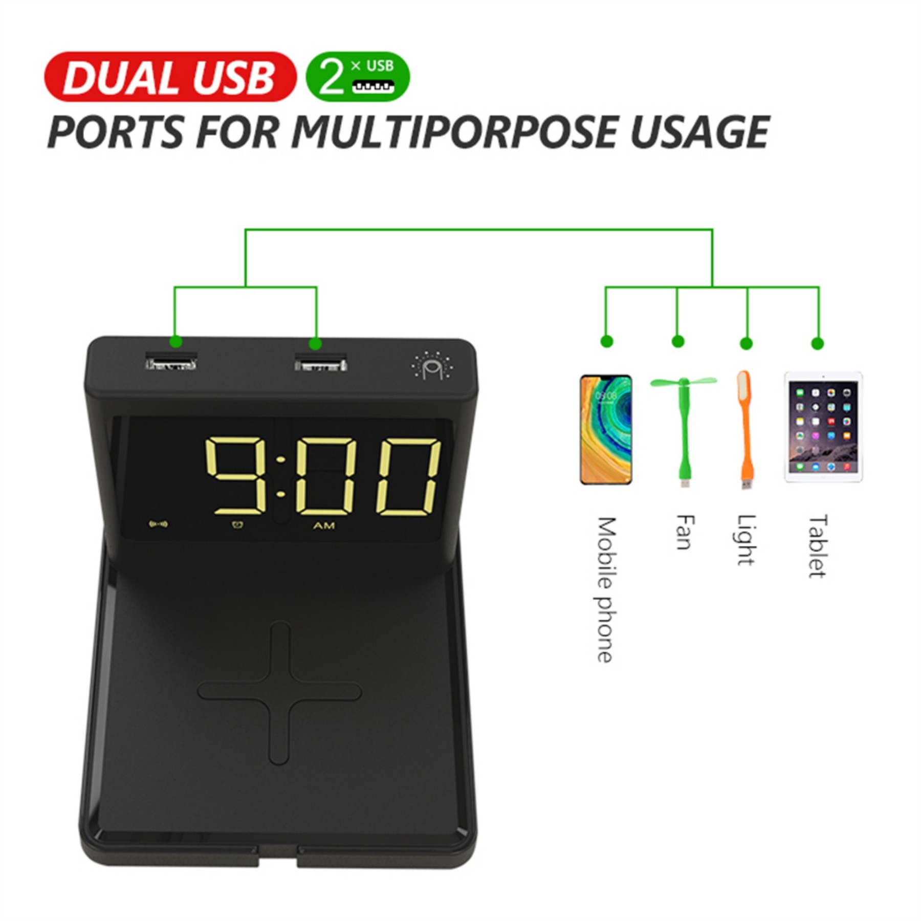 15W Wireless Charger With Clock 4