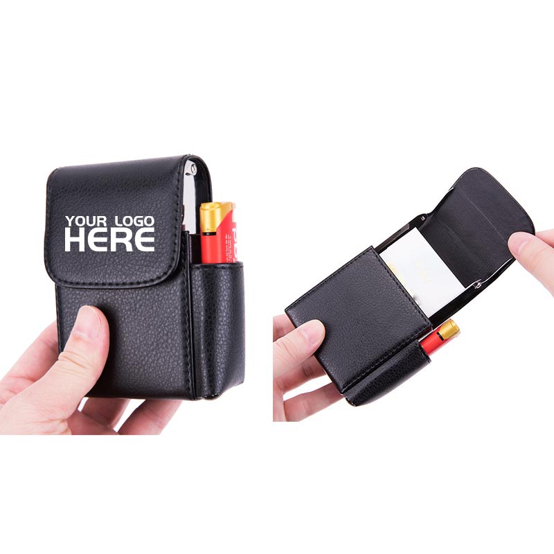 PU Leather Cigarette Box Case with Pouch Lighter Holder 4