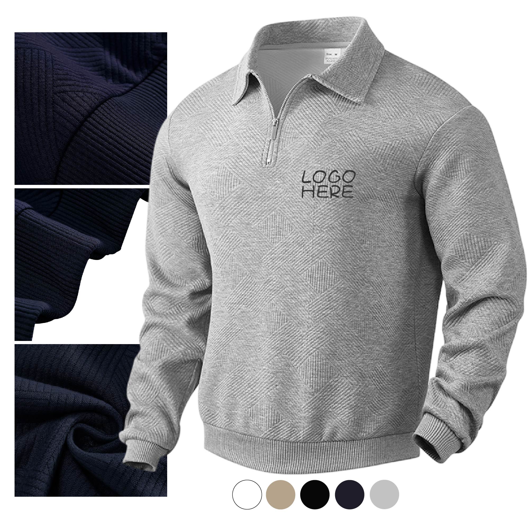 Long Sleeve Zip up Pullover Shirts, custom hoodie or sweatshirt with logo imprint 1