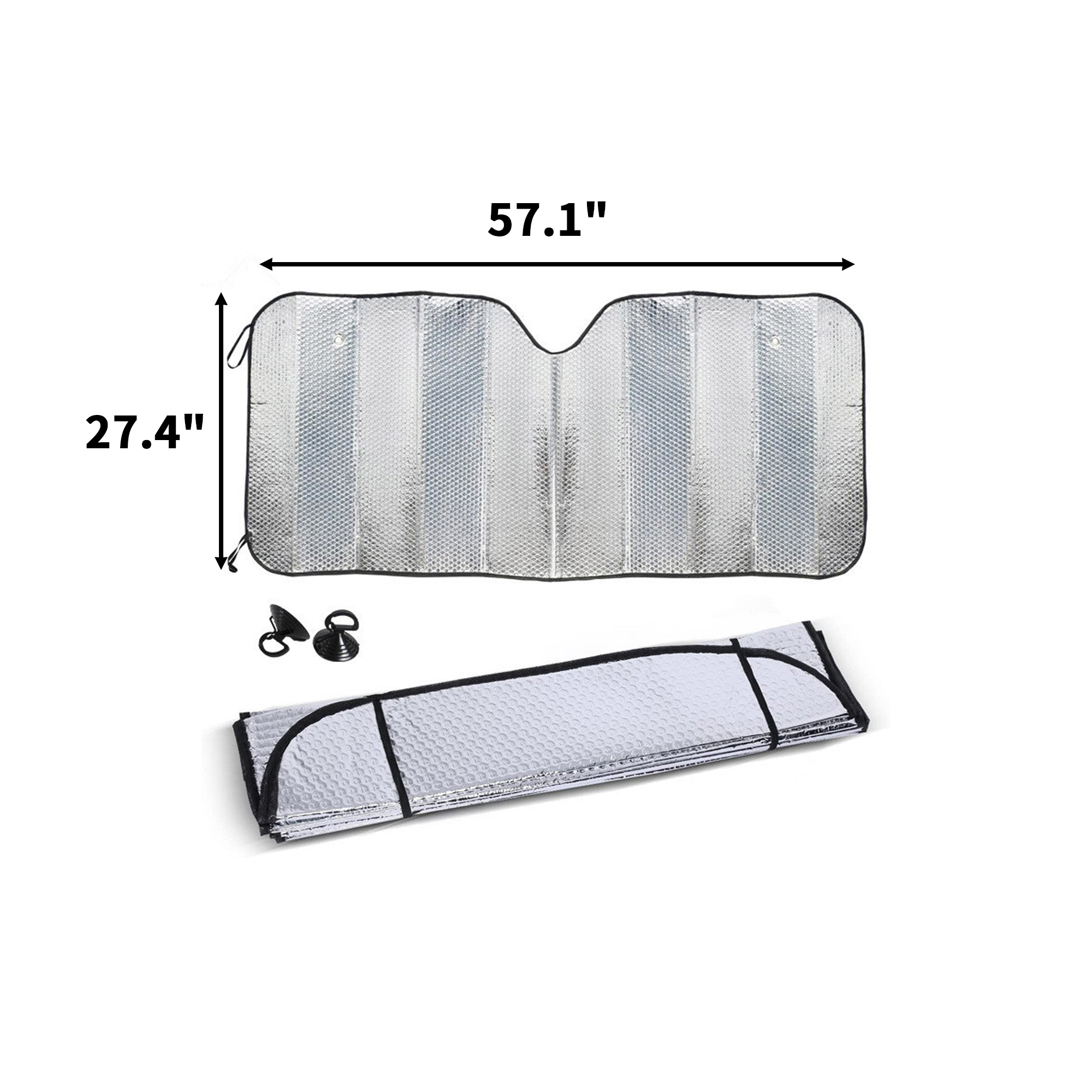 Thick Five Layer Reflective Car Windshield Sunshade 57.1" x 27.4" 3