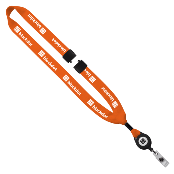 3/4" Cotton Lanyard with Metal Crimp & Retractable Badge Reel 151