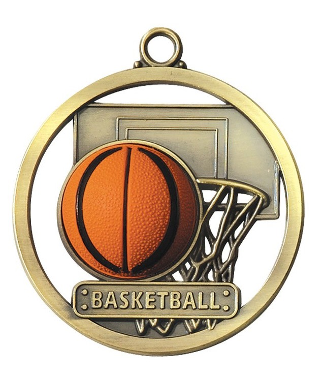 Basketball Game Ball Medal, 2" 2