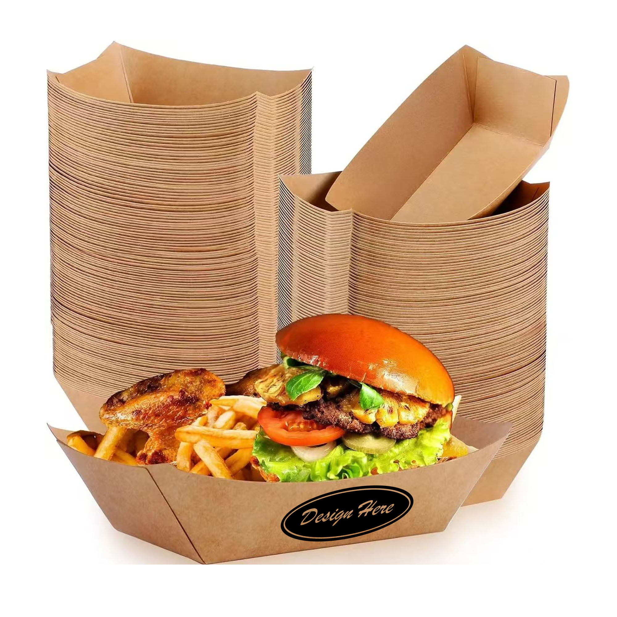 Eco Kraft Paper Boat Box for Serving French Fries & Snacks 6
