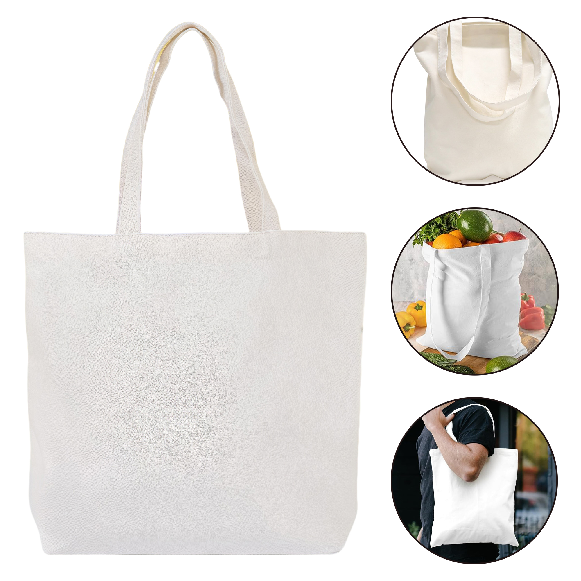 Reusable White Canvas Tote Bag with Base 2