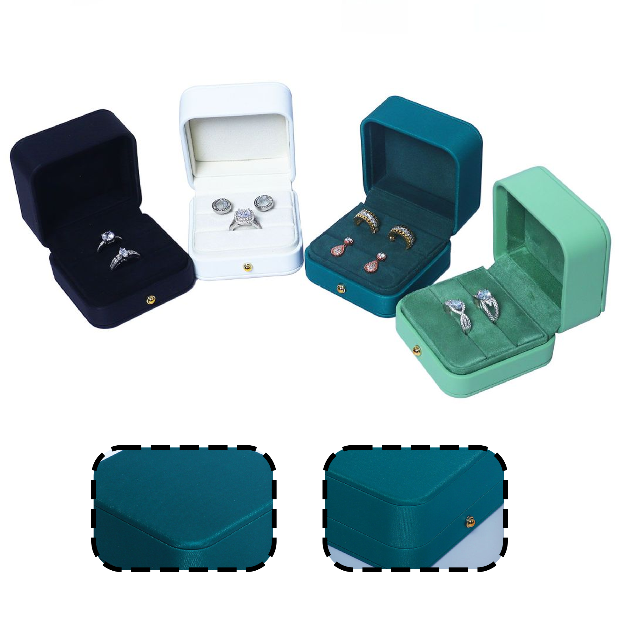 Pair Ring Earrings Box Can Be Customised With Logo Pu Leather 3