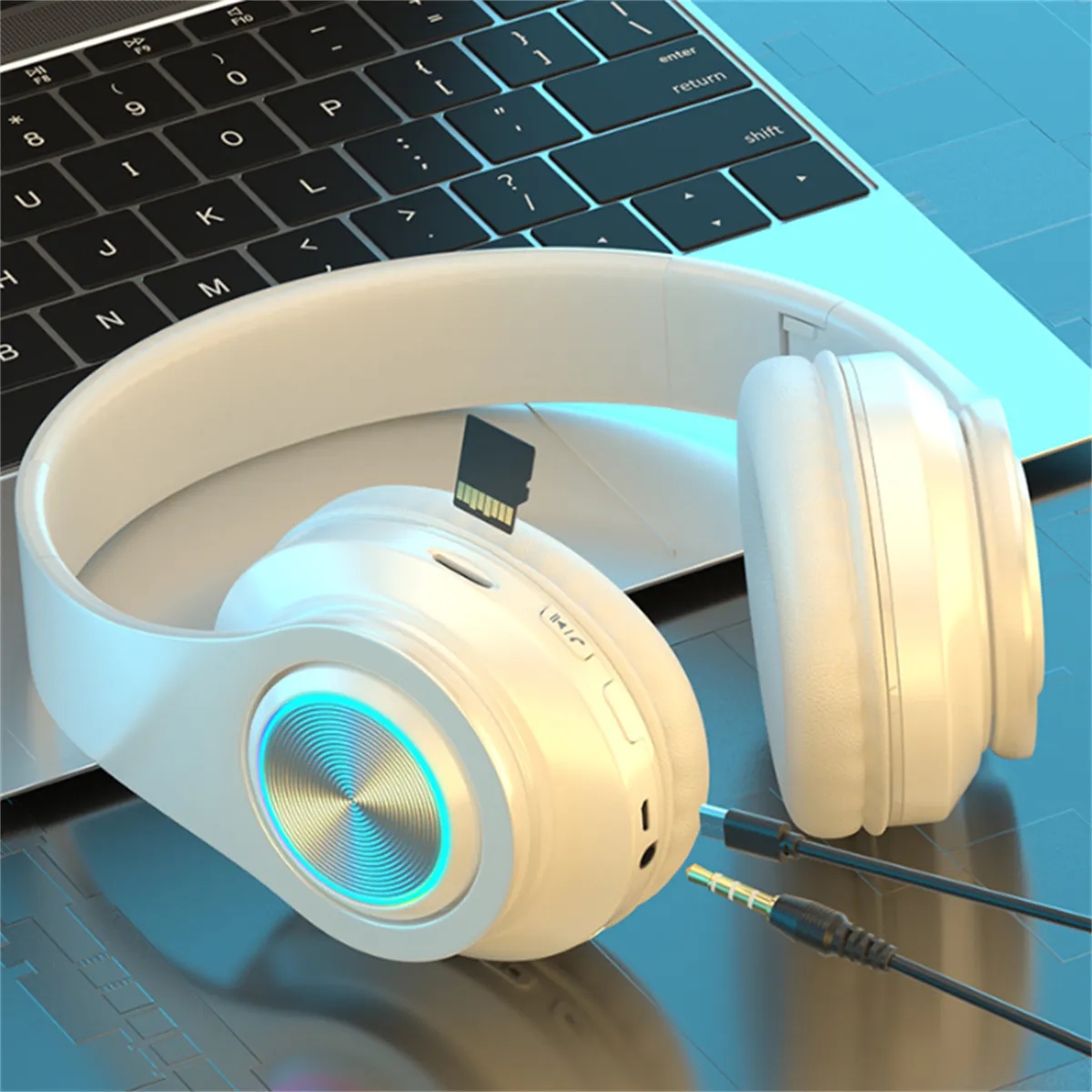 Bluetooth Headphones Wireless Over Ear Stereo LED Lights 4