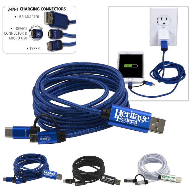 "OSLO" 5-in-1 Braided 6 Ft. Long Cell Phone Charging Cable 26