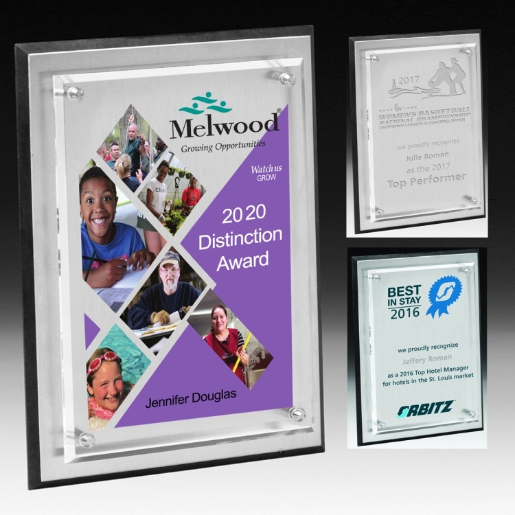 Tall Brushed Aluminum Plaque - 4 Color Process