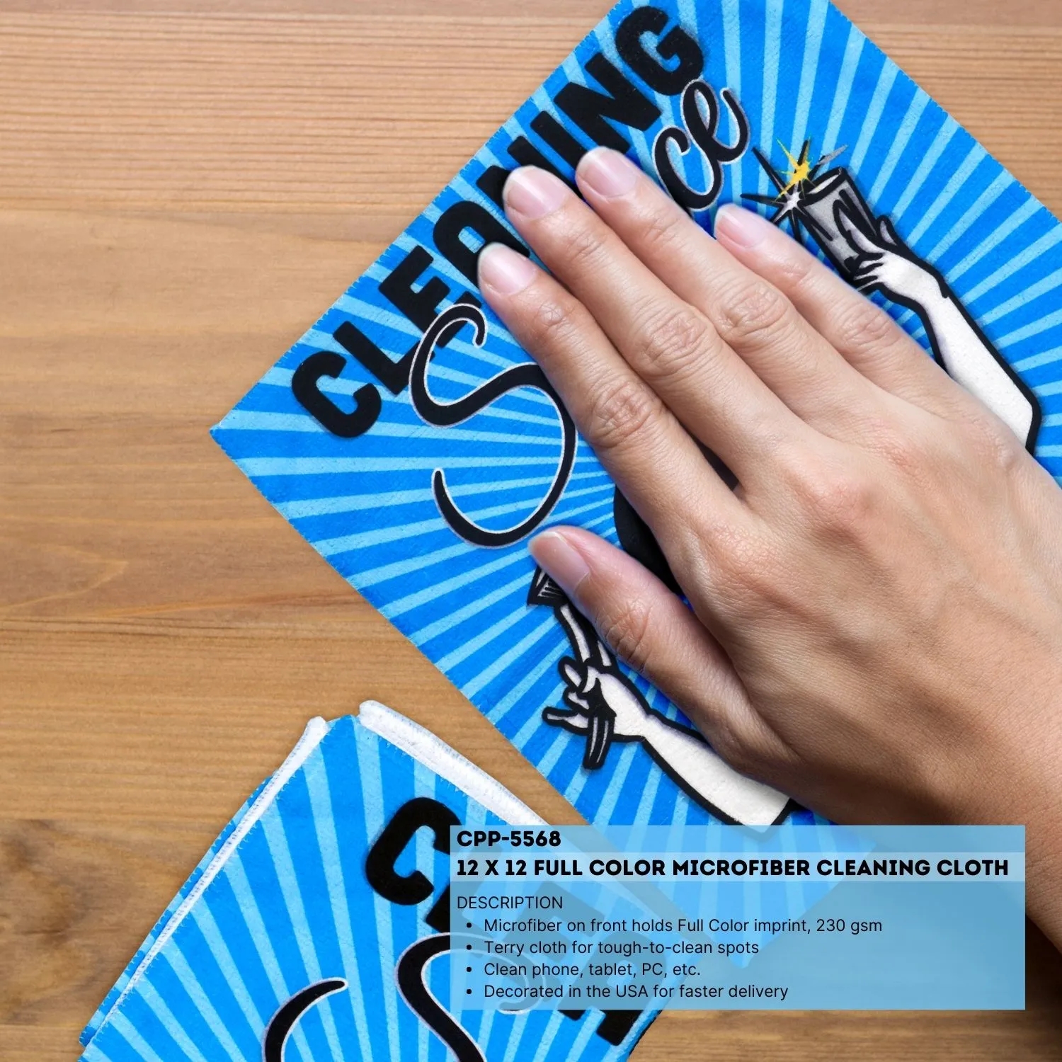 12x12 Full Color Microfiber Cleaning Cloth 6