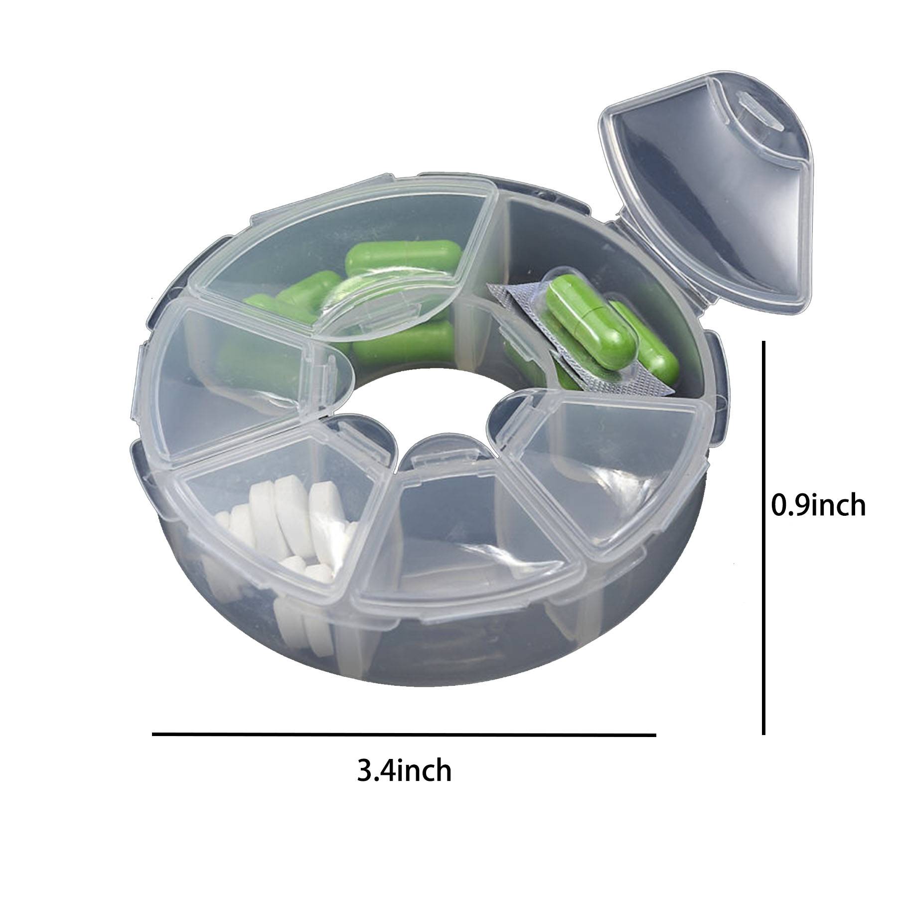 Plastic transparent round six-compartment pill box 3