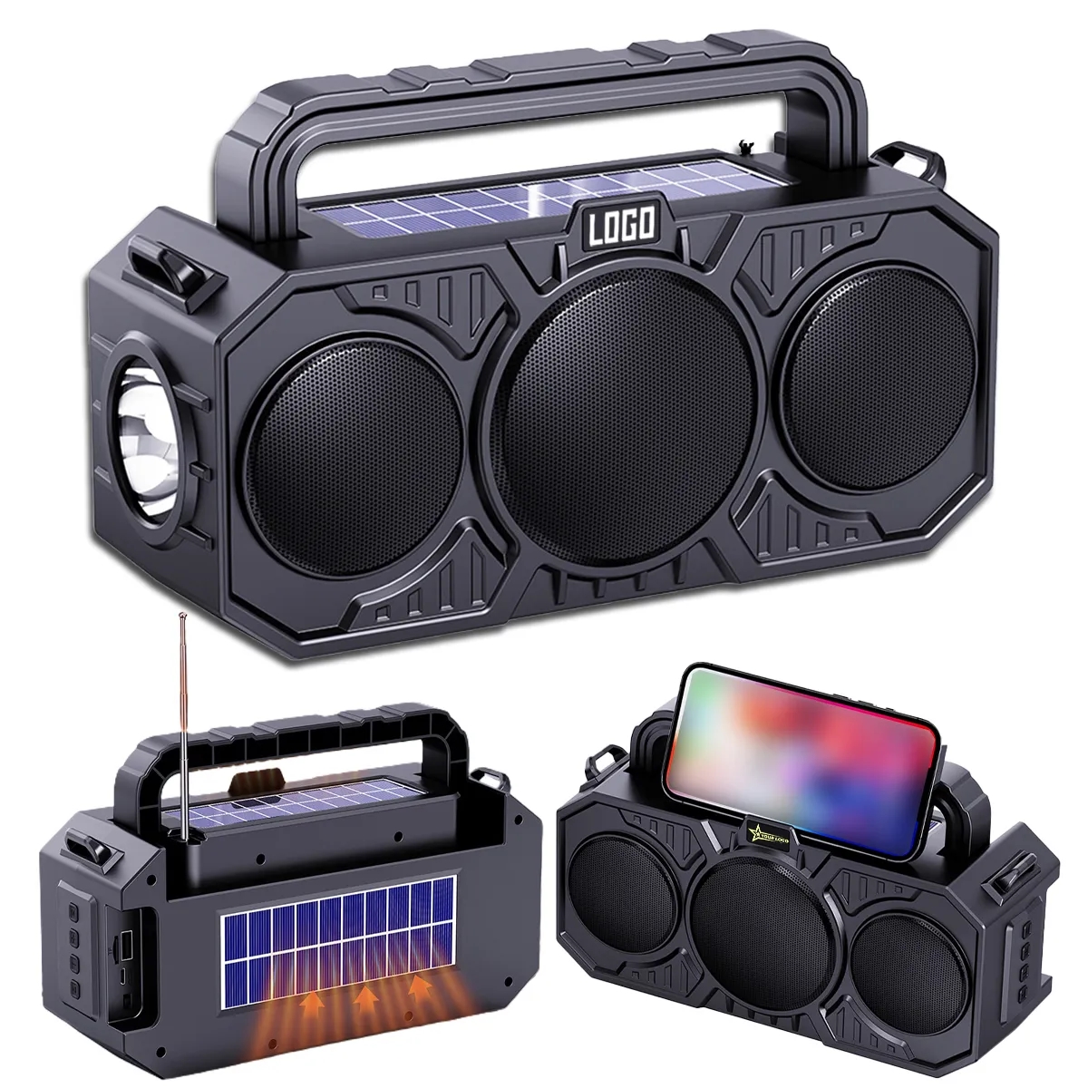 Solar Bluetooth Wireless Speaker with Strap and Flashlight 3