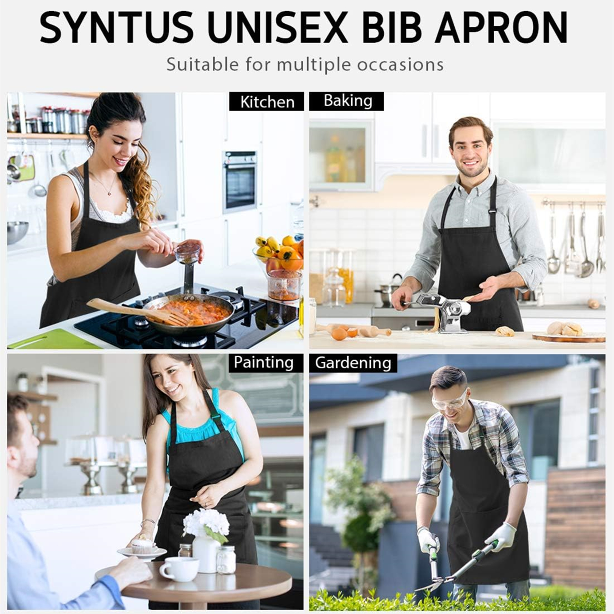 Waterdrop Resistant Adjustable Bib Apron With 2 Pockets 5