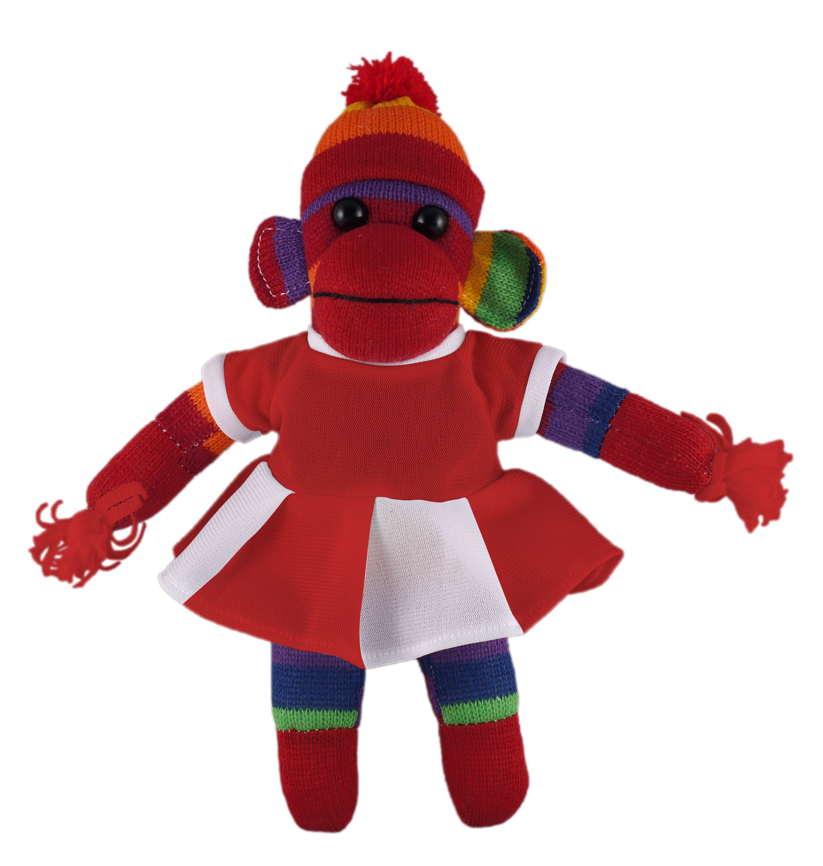 Rainbow Sock Monkey (Plush) with Cheerleader Outfit 3