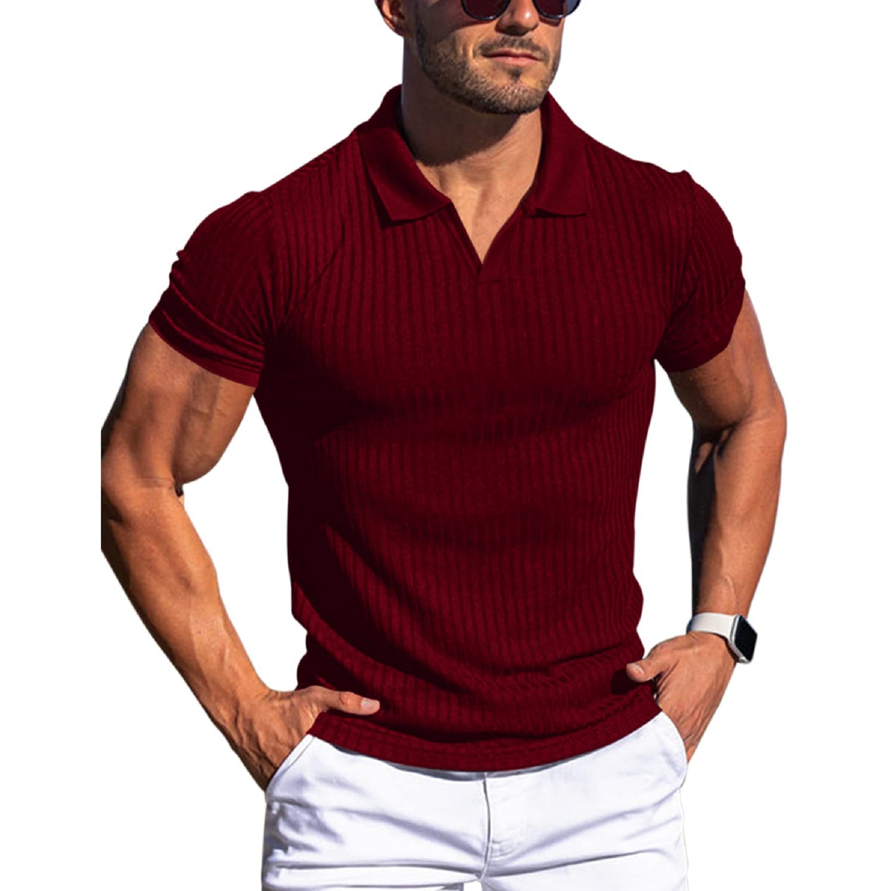 Polo Shirts for Men Short Sleeve Slim Fit Shirts Casual Stretch 10