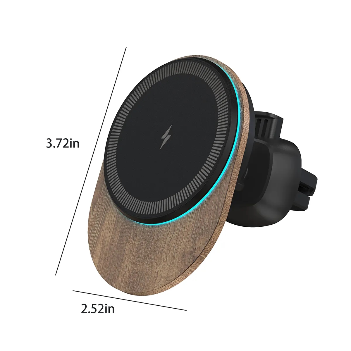15W Bamboo Wood Magnetic Wireless Charger Car Phone Holder 4