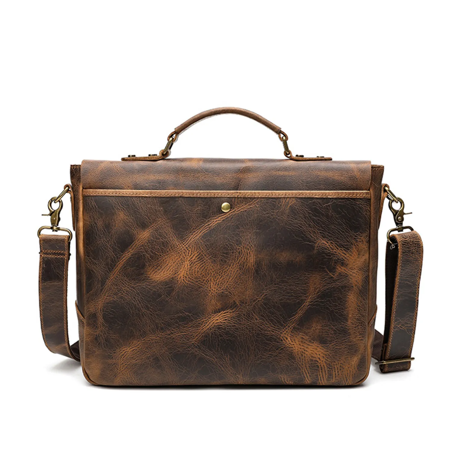 Simple retro crazy horse leather large capacity bag 6
