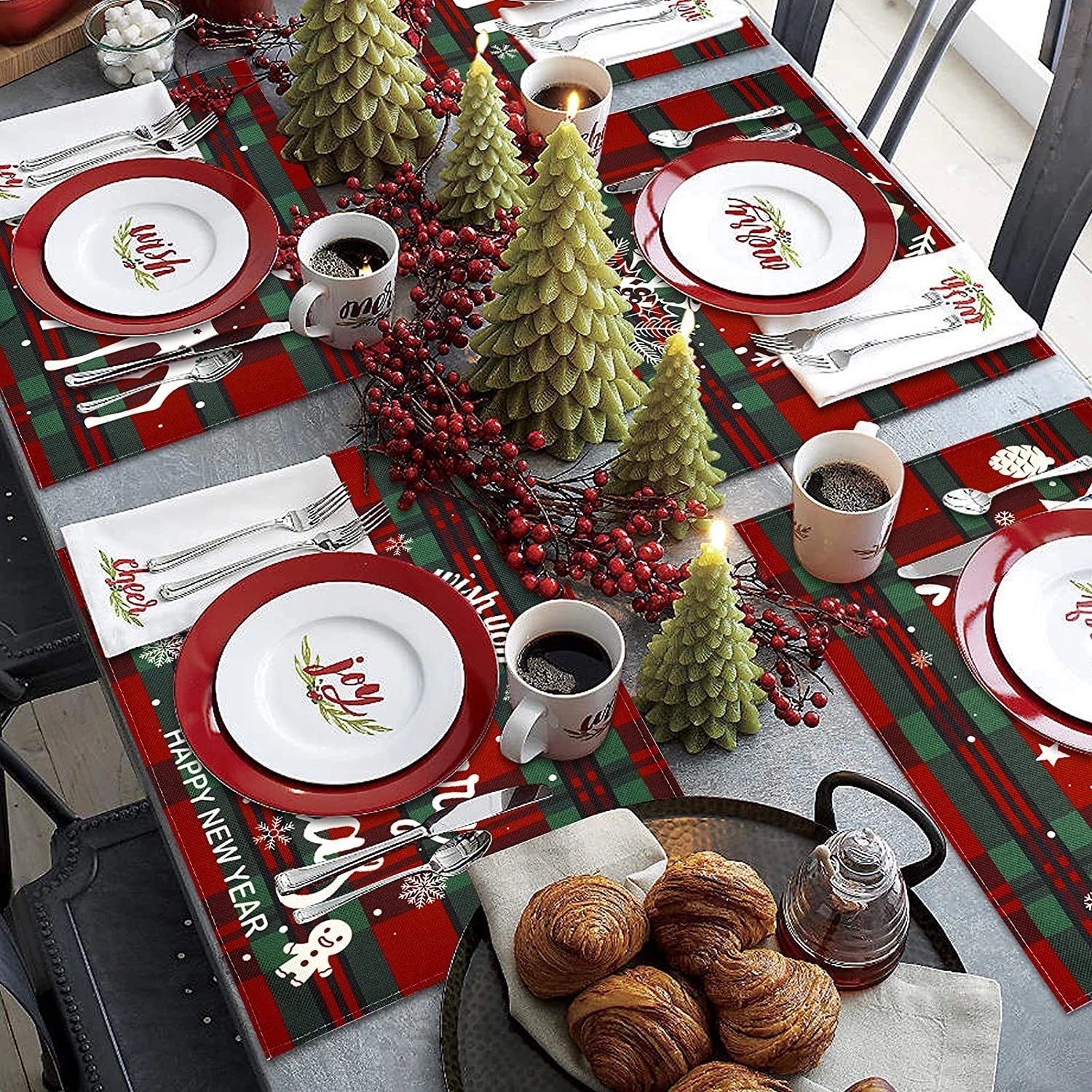 Christmas Linen Dinner Napkins Waterproof 3