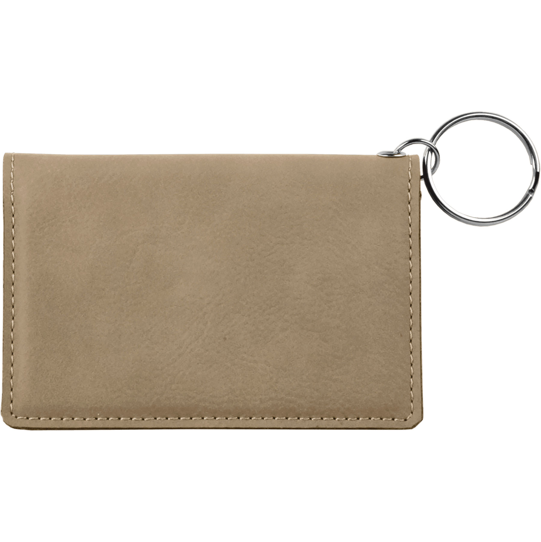 Light Brown Leatherette Keychain ID Holder 3