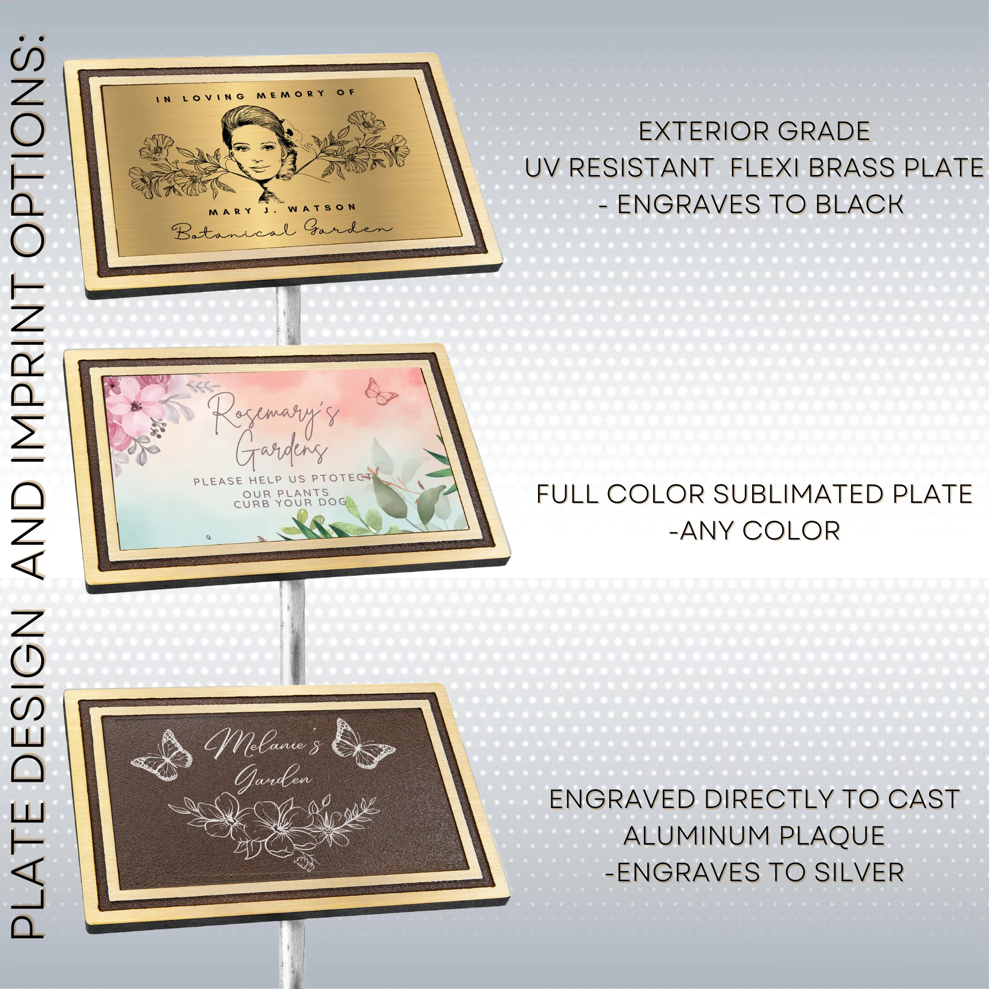 Bronze/Brown Rectangle Solid Cast Aluminum Sign with 24" Aluminum Rod (6"x4") 2