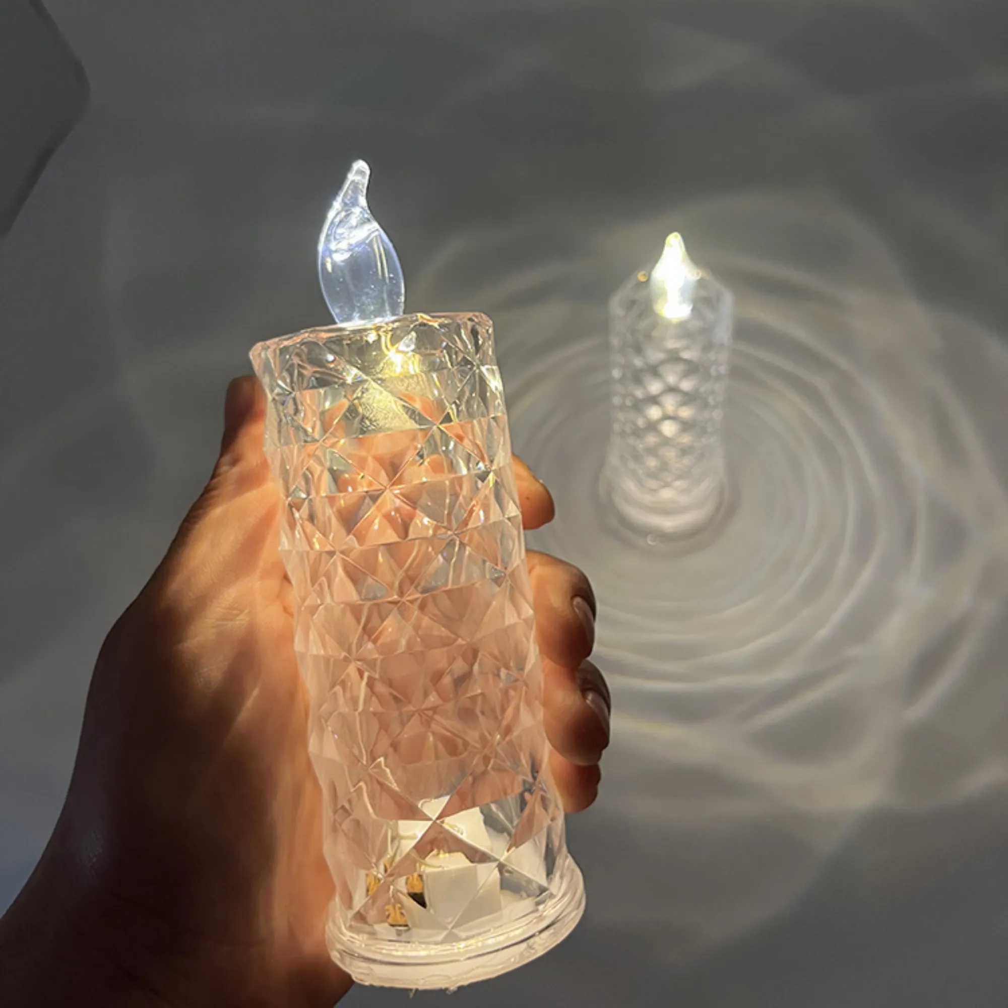 Rose Pattern Refracting Halo Projection LED Candle Light 7