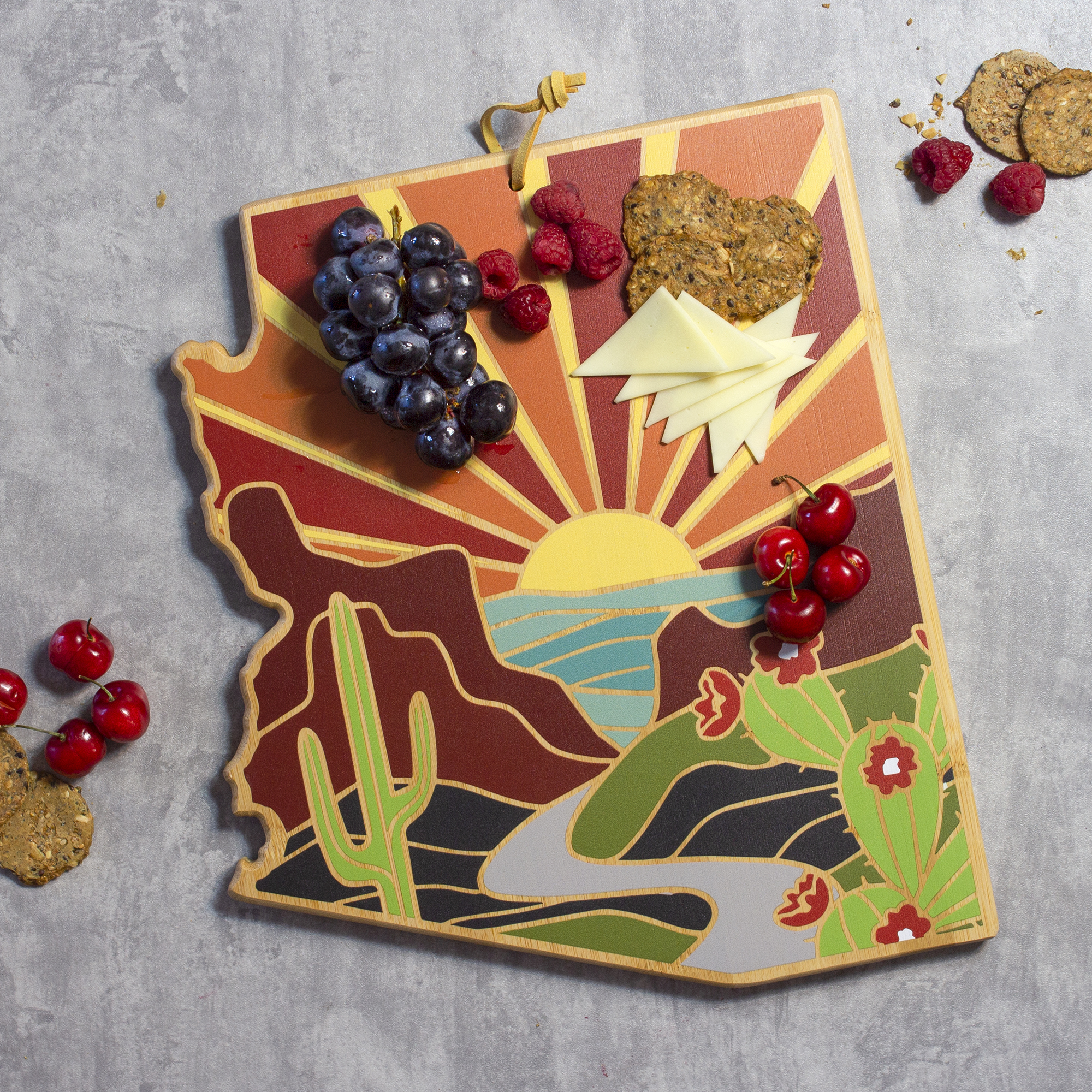 Arizona State Shaped Cutting and Serving Board with Artwork by Summer Stokes 3