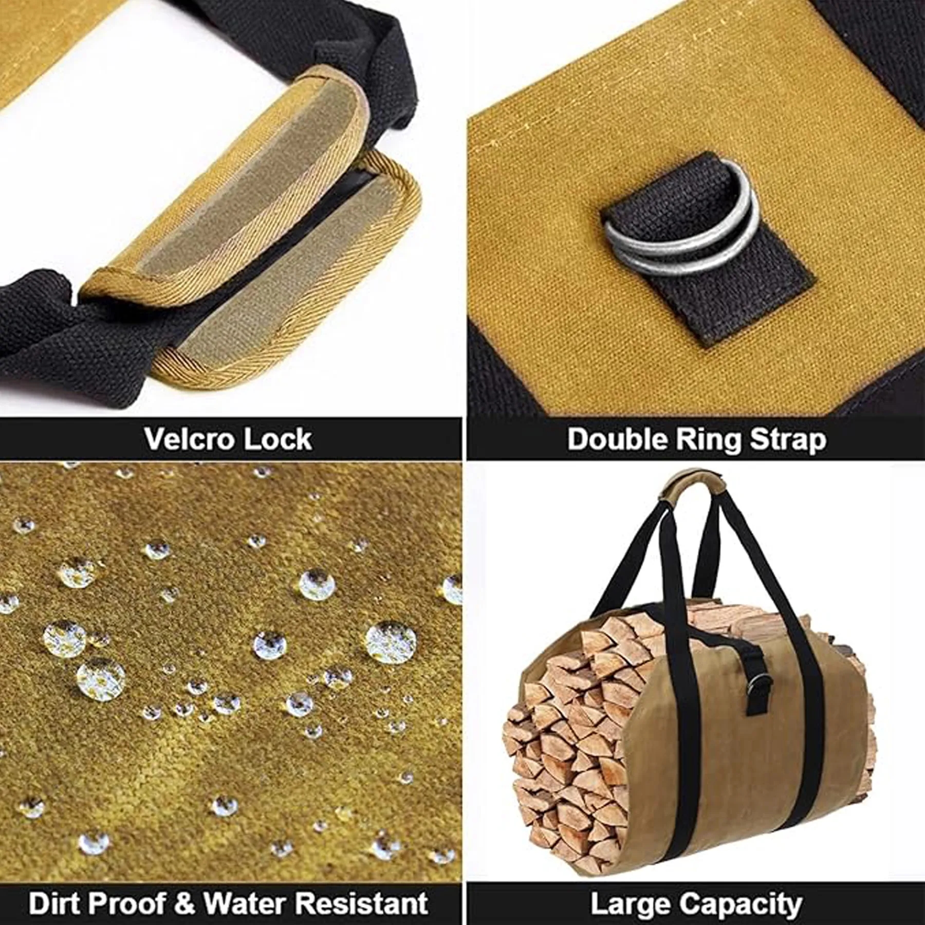 Outdoor Waterproof Canvas Log Firewood Carrier Bag 2