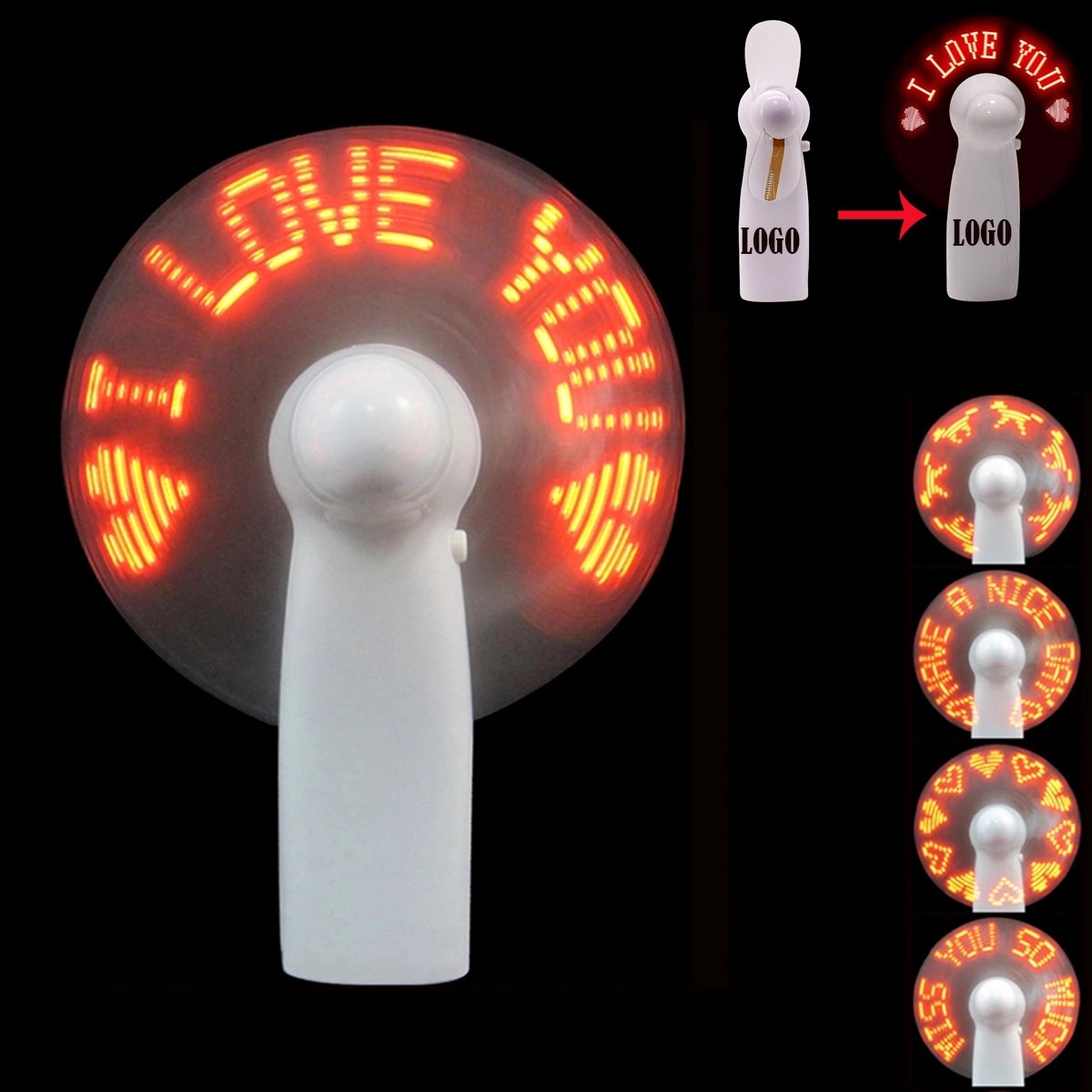 Custom Logo Programming Flashing Mini Fan 2