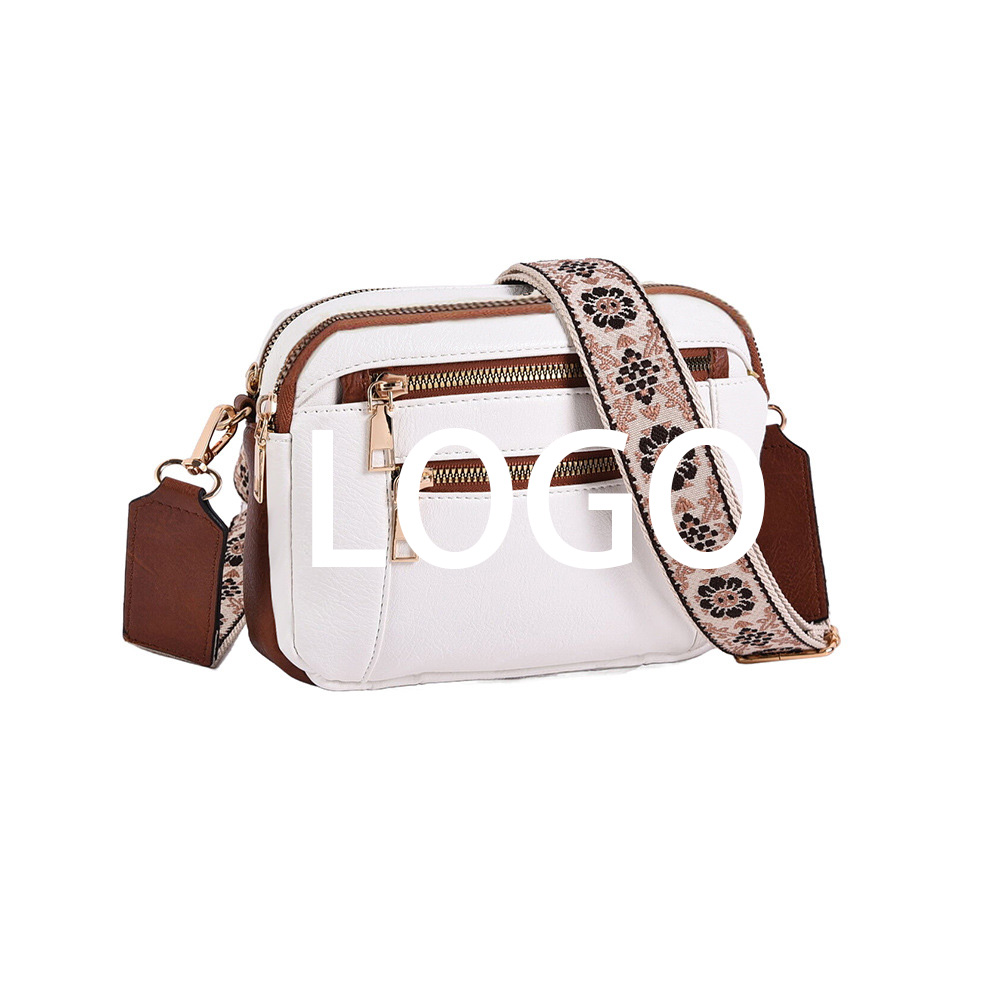 Stylish PU Leather Crossbody Bag with Floral Strap 2