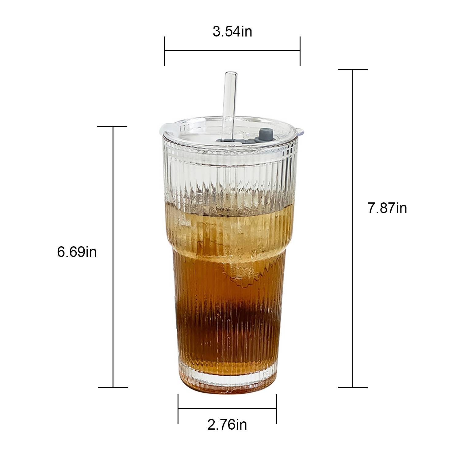 20oz High-appearance-value sealed striped glass strawcup 4
