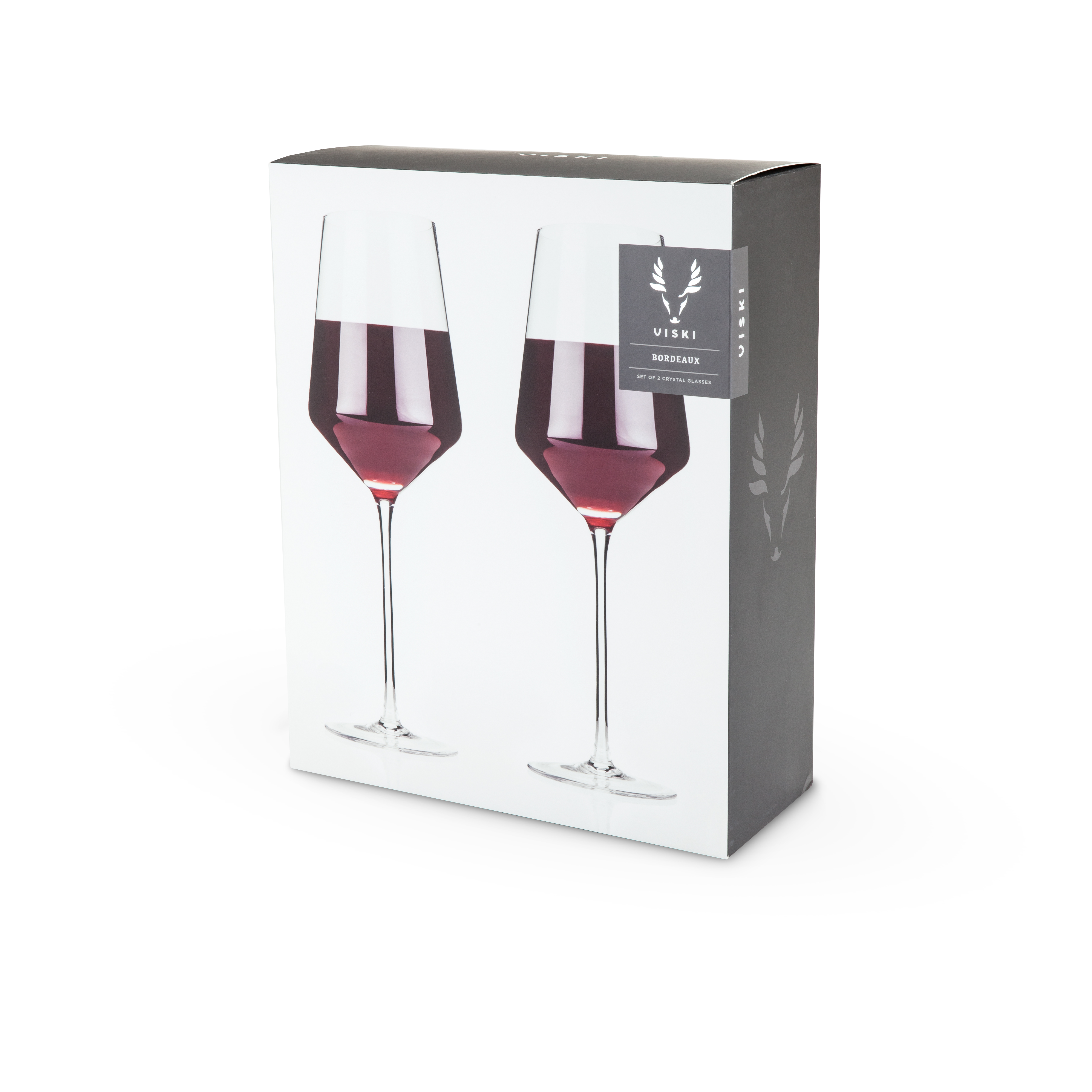 Viski® Raye Angled Crystal Bordeaux Glass, set of 2 4