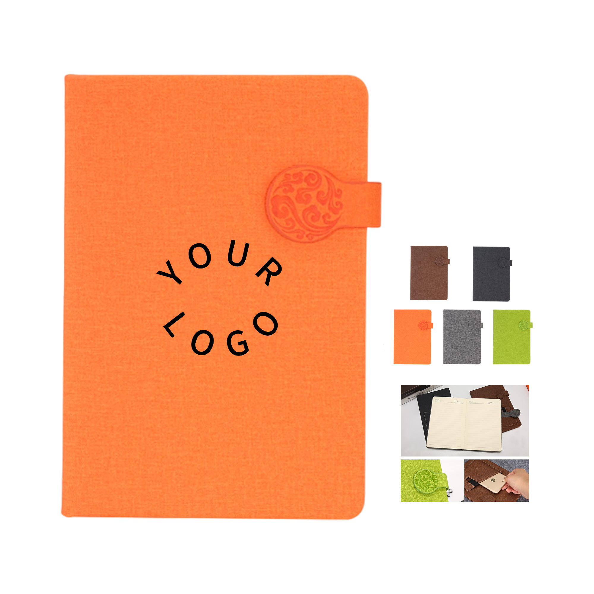PU Leather Magnetic Closure Journal With Ribbon Bookmark 8.3" x 6.2" 3