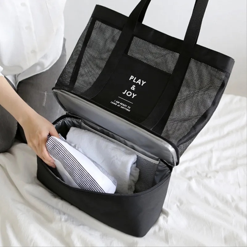 Mesh Beach Tote Bag With Cooler 2
