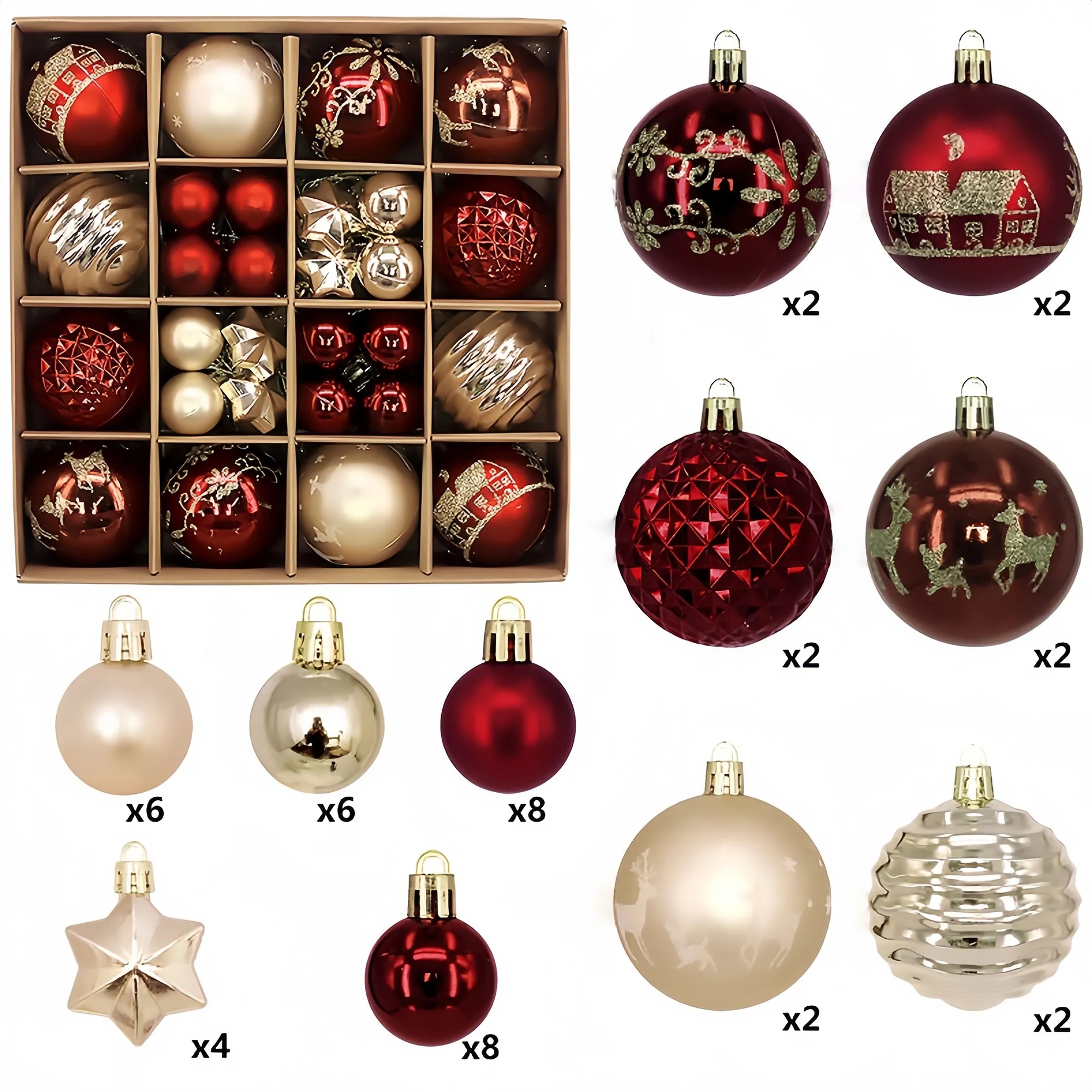 Premium Christmas Bauble Set With Unique Designs 3