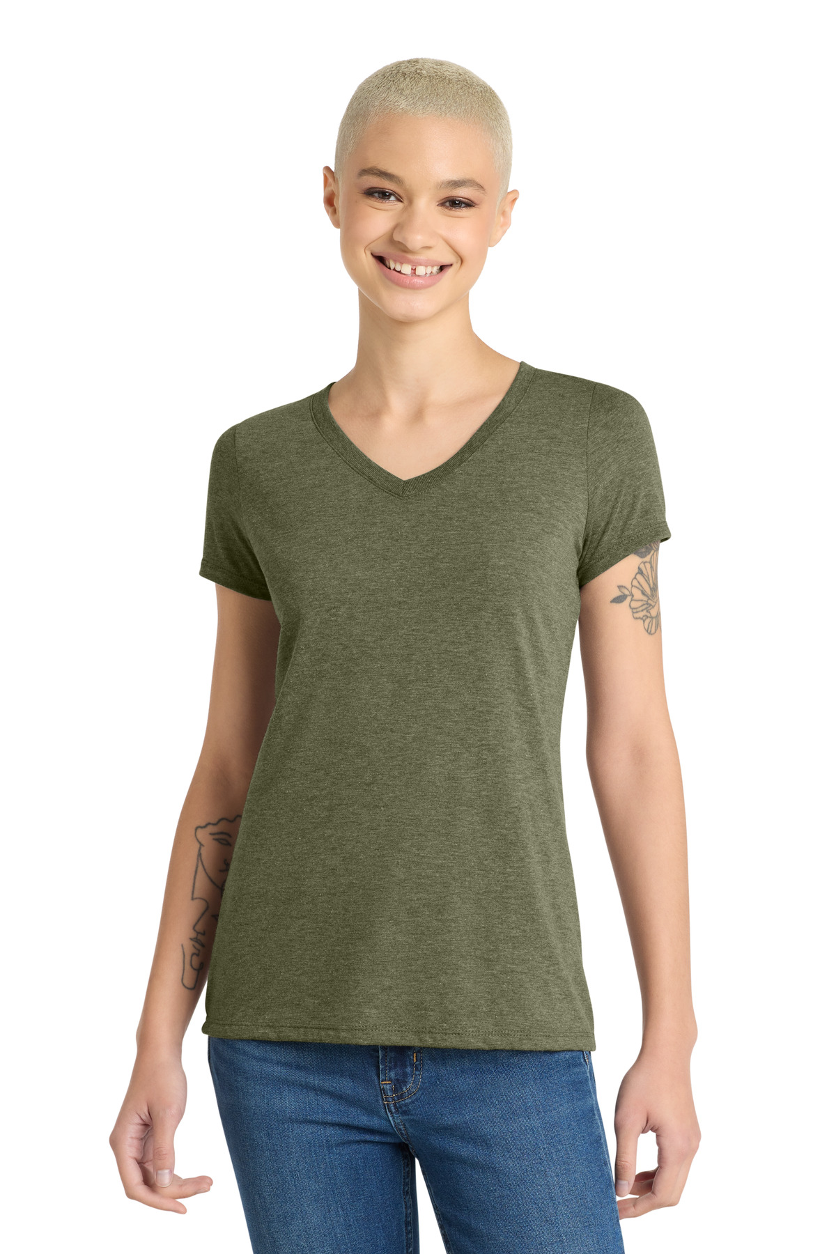District Women's Perfect Tri V-Neck Tee. DM1350L 59