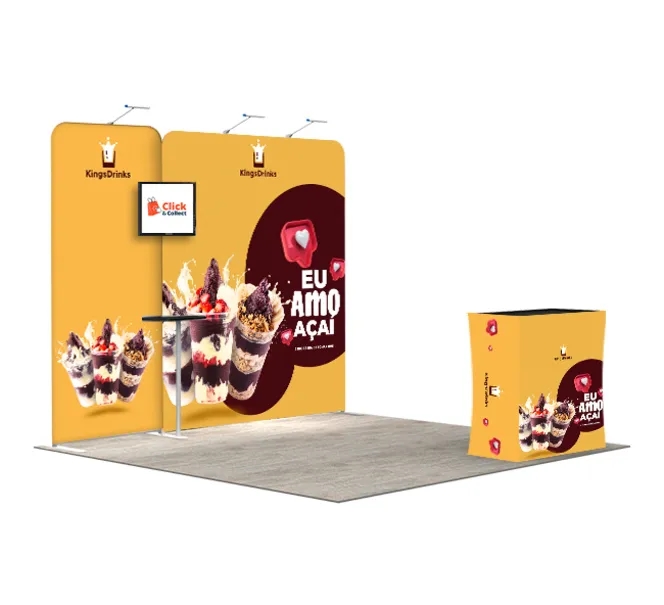 10ft Inline Trade Show Booth – Portable Backwall Display with Counter & LED Lights 2