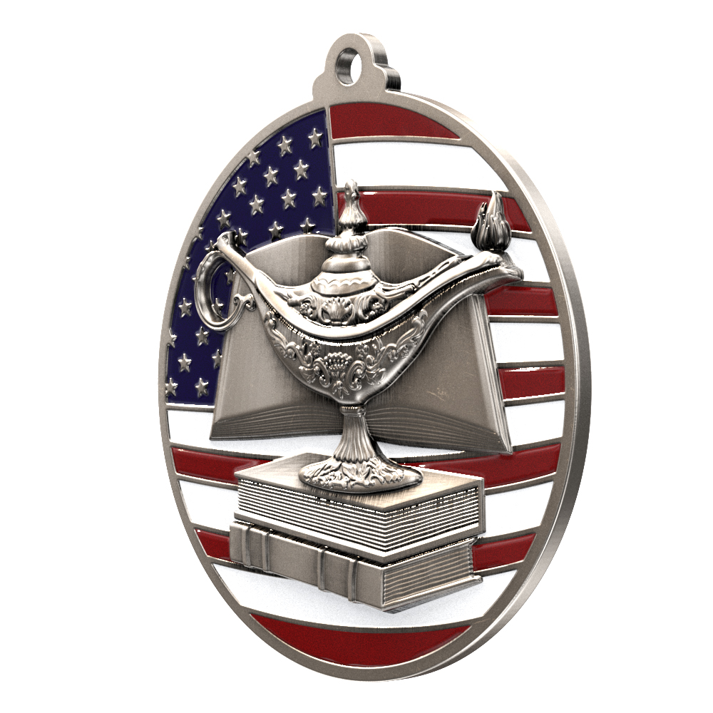 Book & Lamp Patriotic Medallion (2-3/4") 8