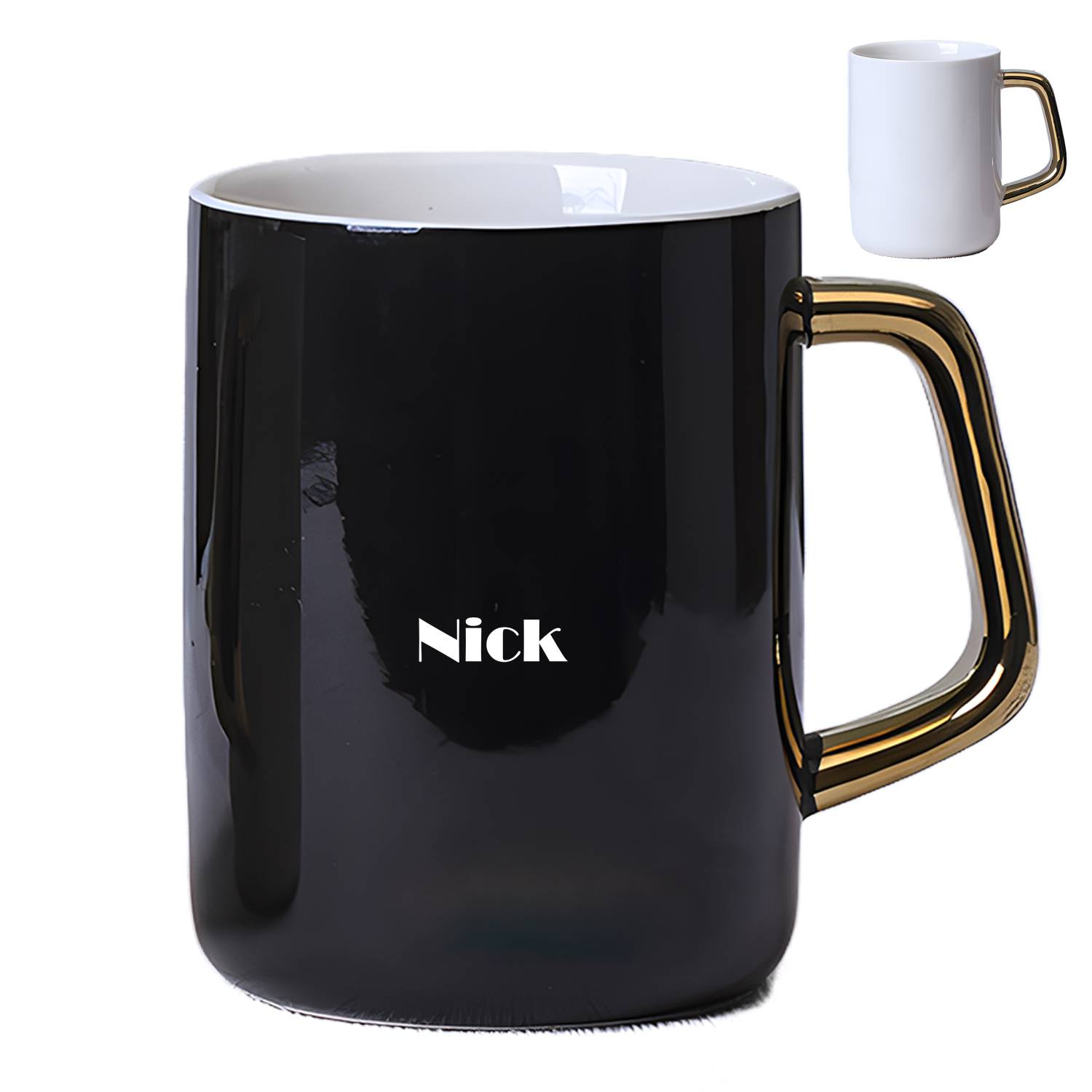 Ceramic Mug with Gold Handle Customized 9