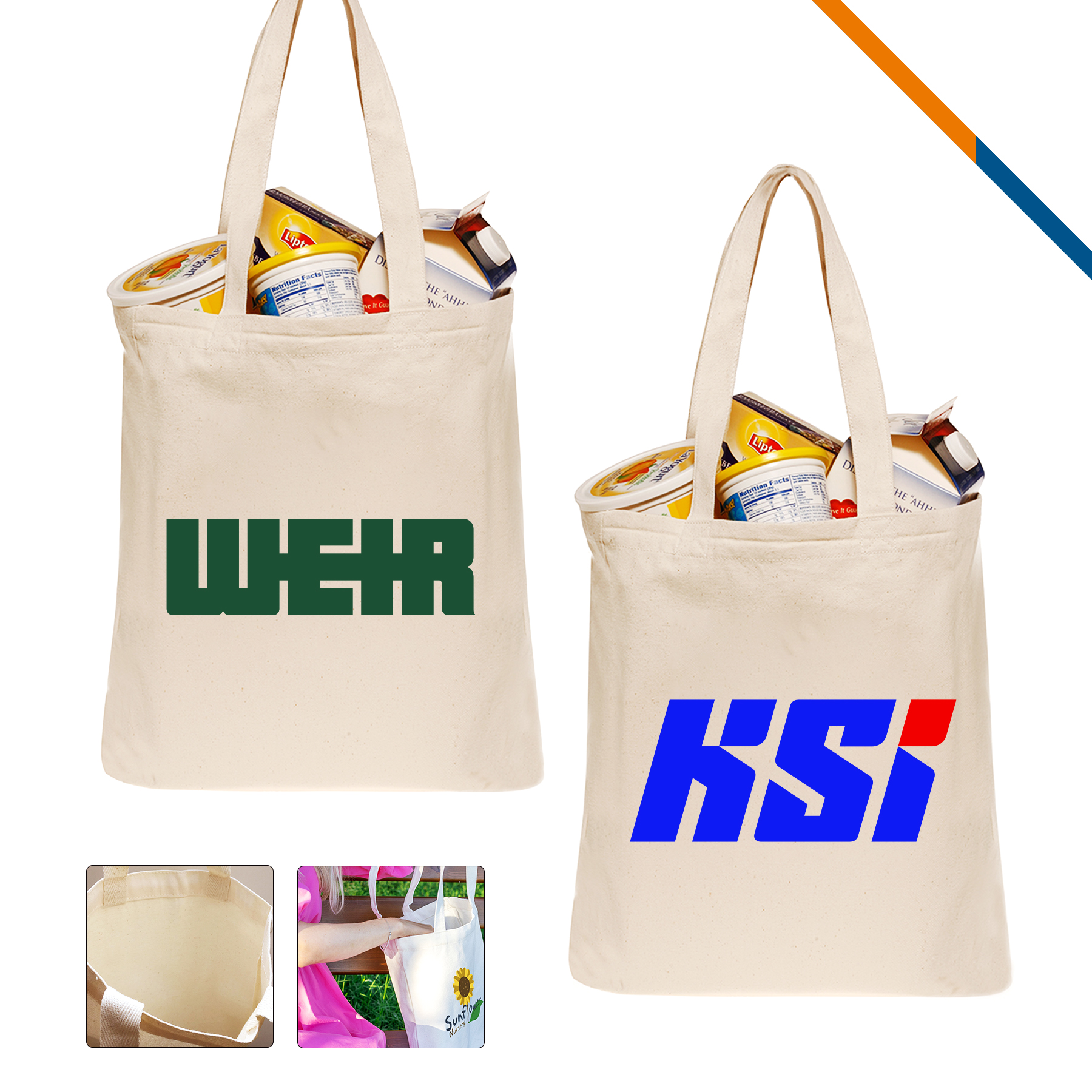 Dino Cotton Tote Bag, custom tote bag with logo imprint 2