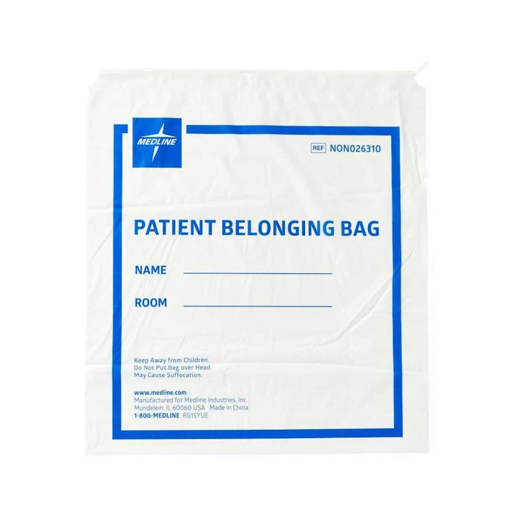 Drawstring Patient Belonging Bags 18" x 20" - White 2
