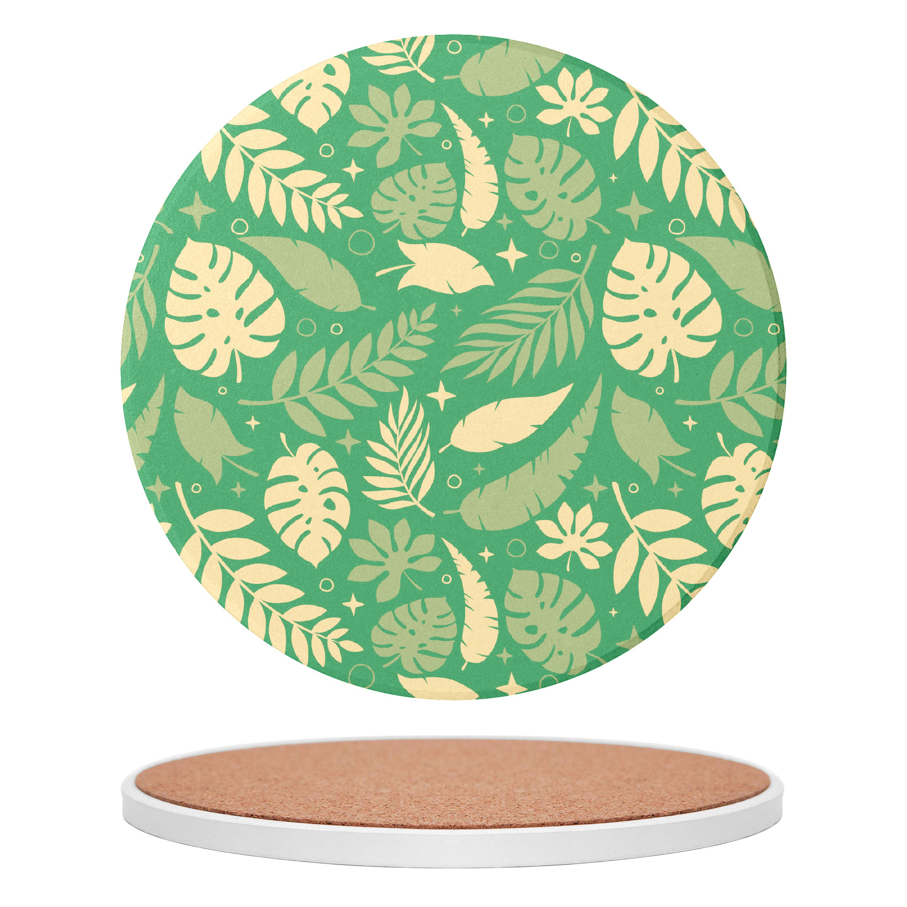 Custom 3.5'' Ceramics Heat-Insulating Coaster With Cork Base 11