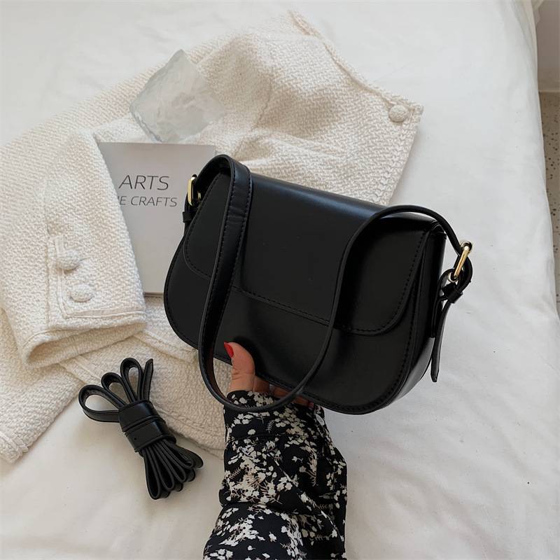 Women's PU Leather Minimalist Saddle Tote Bag 6