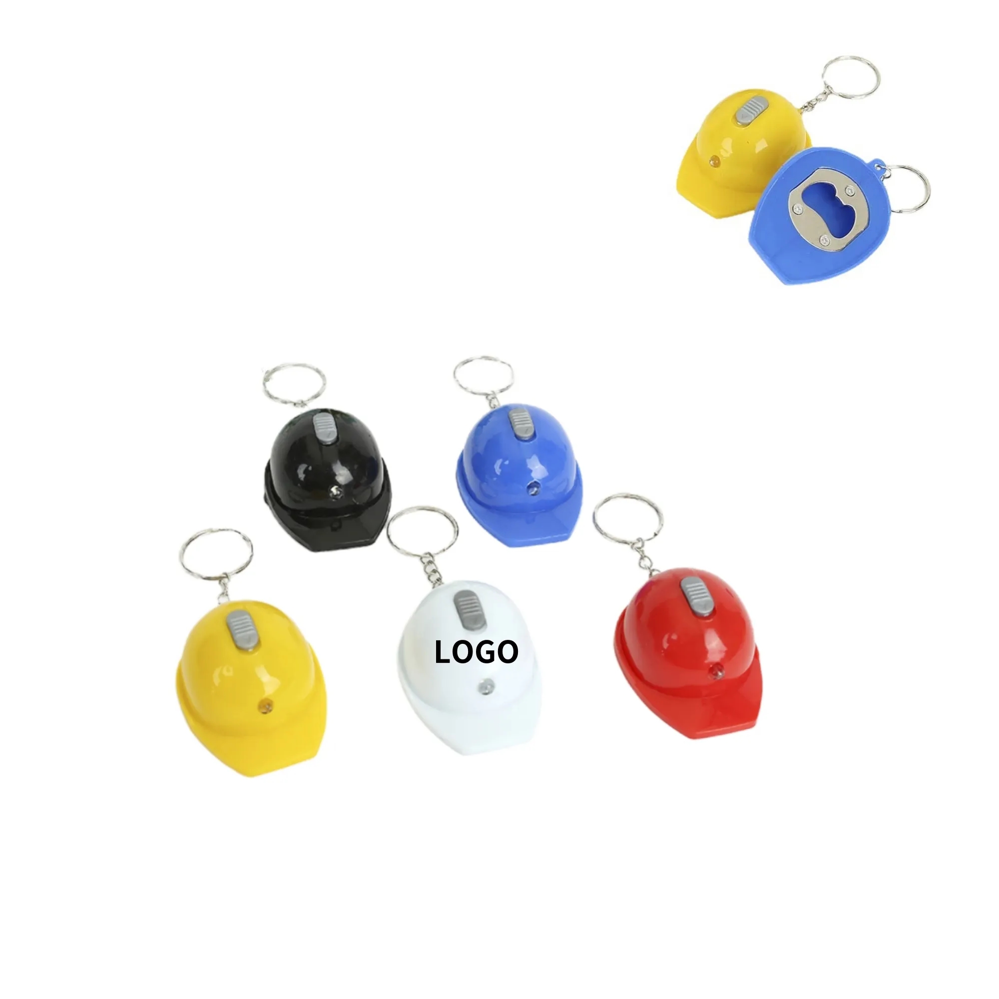 Multifunctional Helmet LED Light Bottle Opener Keychain 2