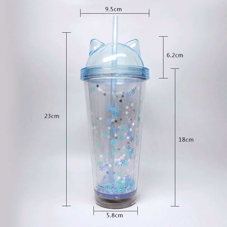 16 OZ. Sequins Light LED Cup Tumbler w/ Straw 2