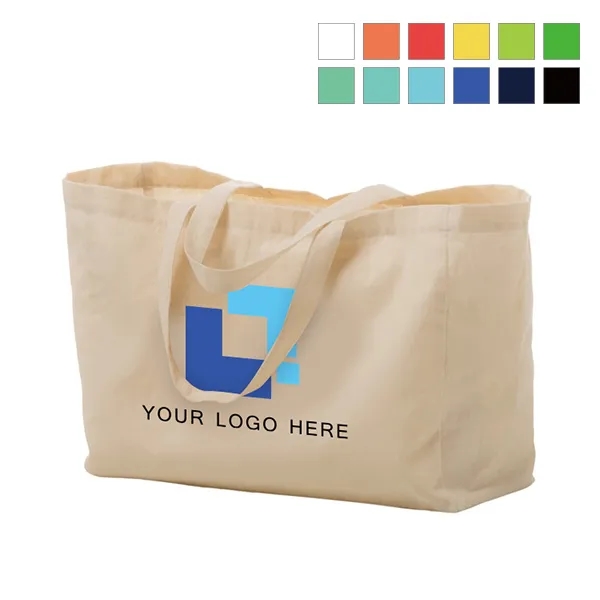 Rectangular Cotton Canvas Tote Bag -16" x 12" x 6" 2