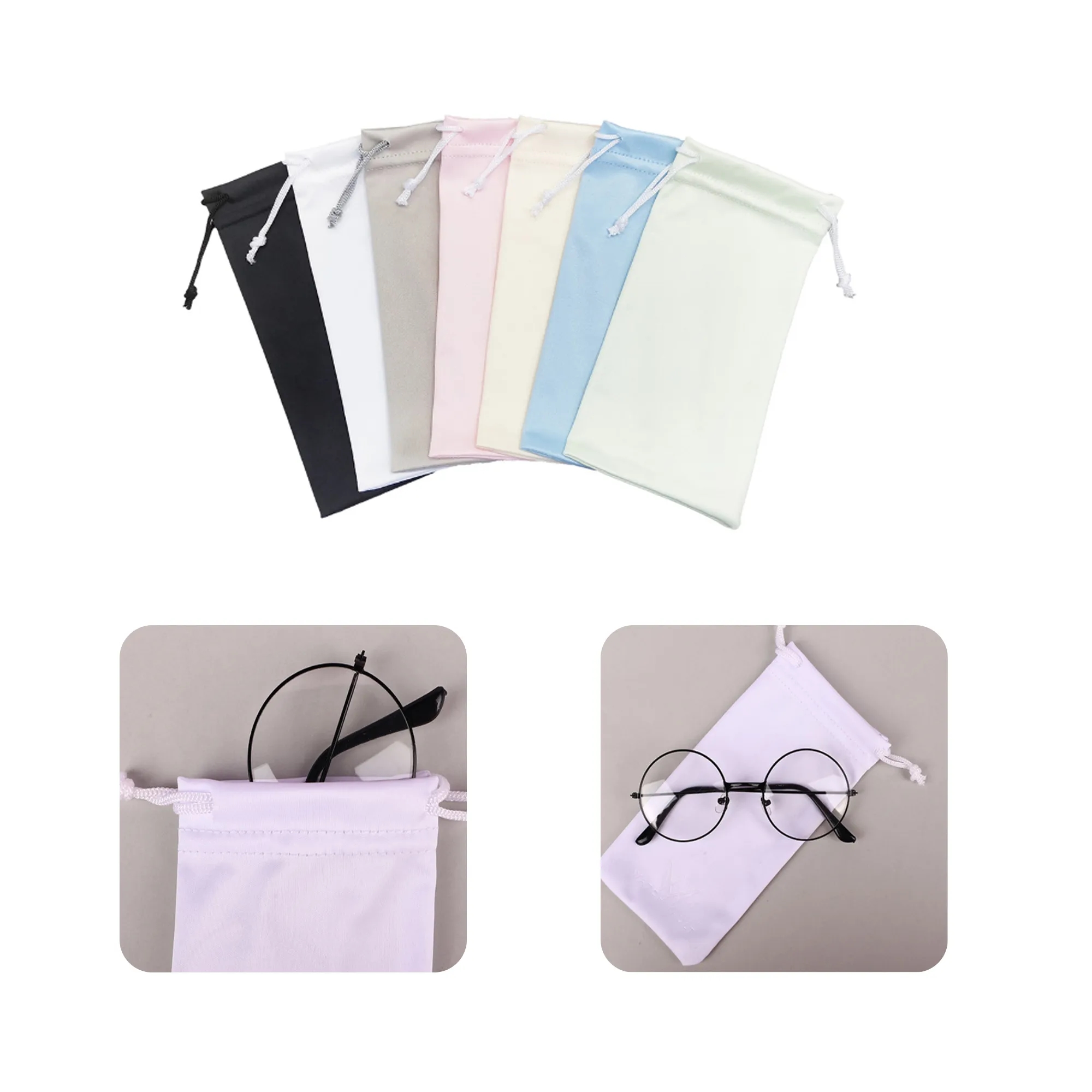 MOQ 50 PCS Microfiber Drawstring Eyeglasses Bag 2