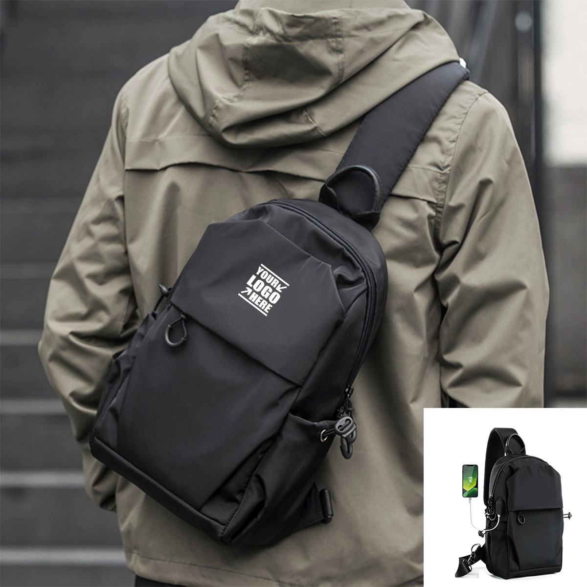 Usb Charger Sling Crossbody Shoulder Backpack For Men Women 2
