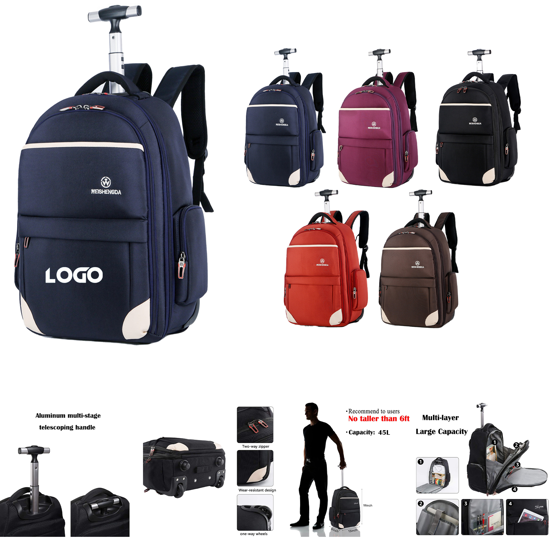 Wheeled Rolling Backpack