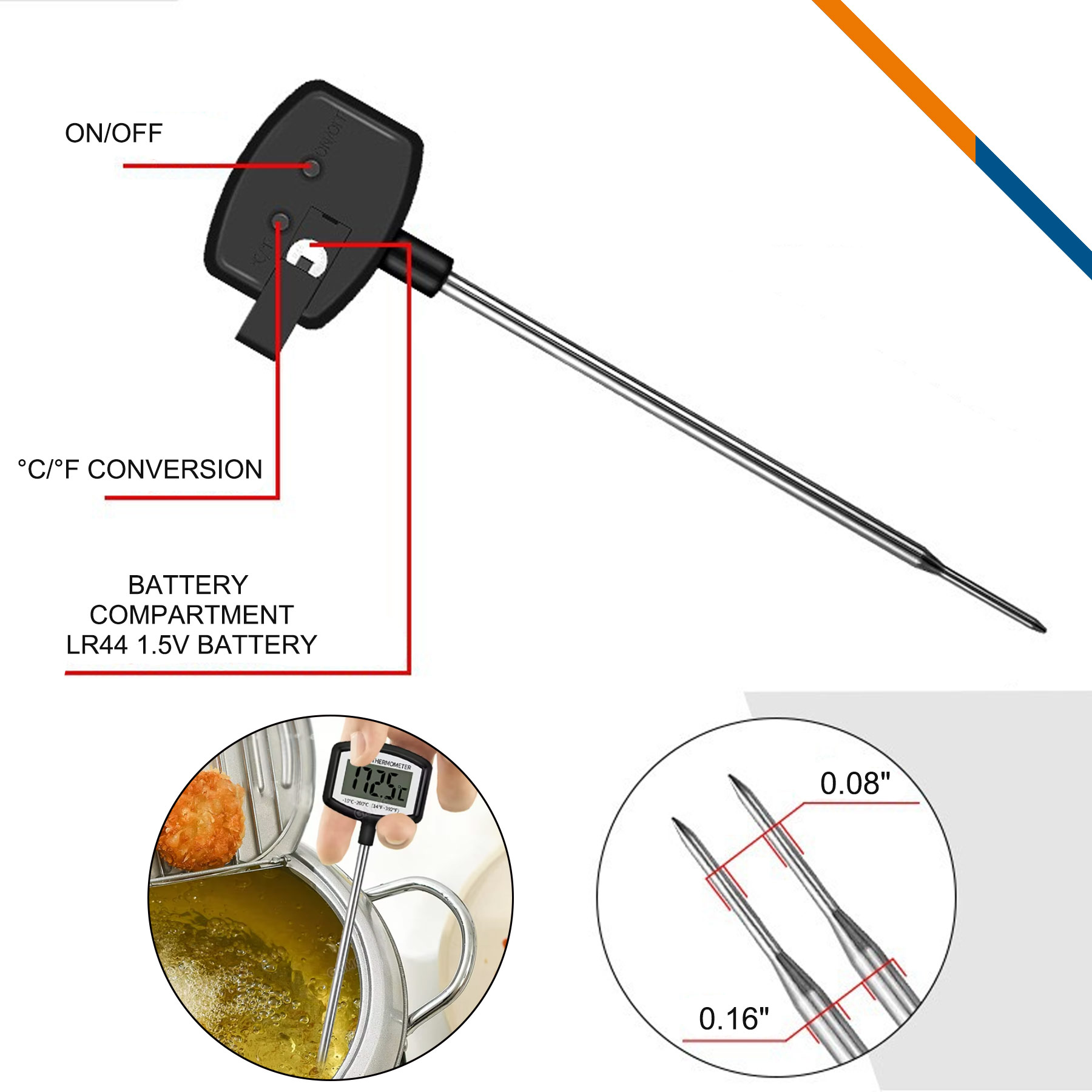 Talbot Pocket Sleeve Clip Digital Food Thermometer 2