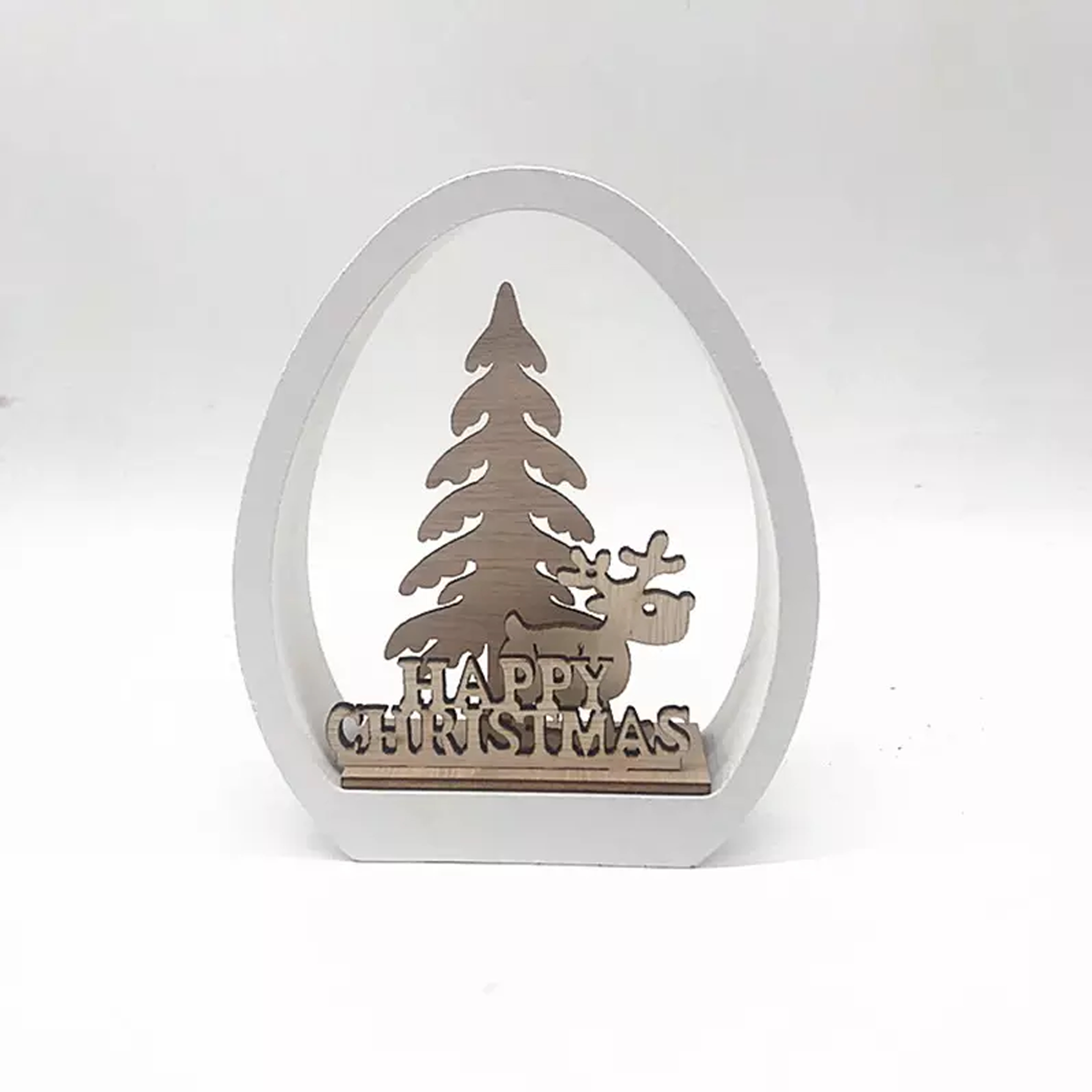 Layered Woodland Christmas Egg Ornament 3